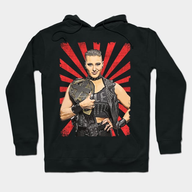 Rhea Ripley Wrestling Vintage Fan Art Hoodie by Sakonipopart